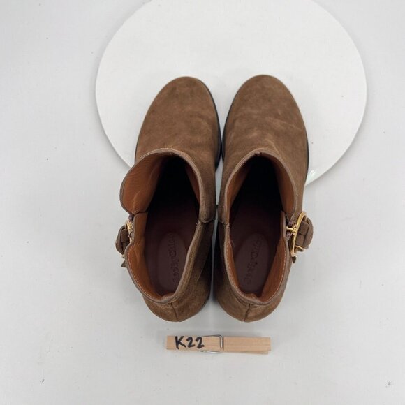 See By Chloe Women Size Eu 39.5 US 9.5 Brown Suede Leather Side Zip Ankle Boot - Picture 13 of 16